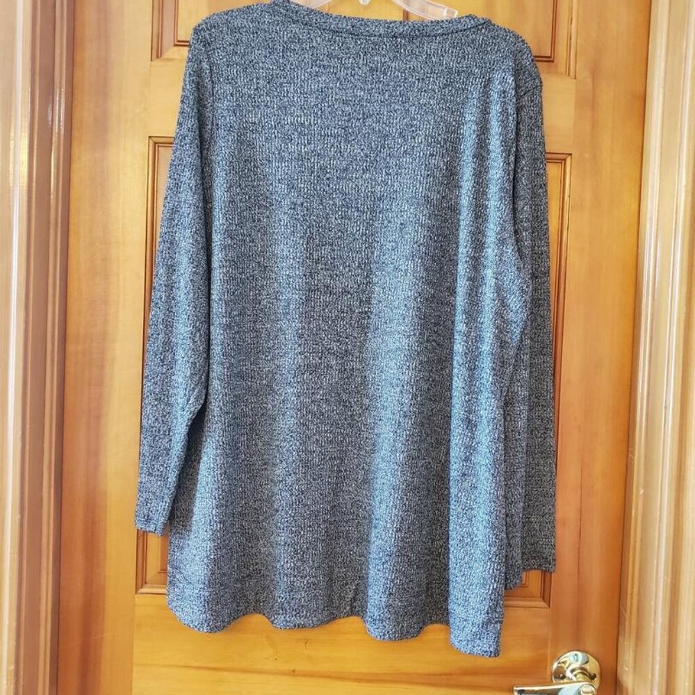 Zac & Rachel Woman Heather Black Zipper Knit Pullover Size 3X - Picture 12 of 12